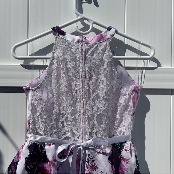 Rare Editions Big Girls Lace Back Floral Mikado Ballgown Hi Low Train | Size 16 - Picture 8 of 16